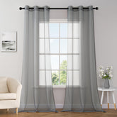 Elegant Lightweight Grommet Light Filtering Window Solid Color Sheer Curtains Charcoal Grey 42Wx96L